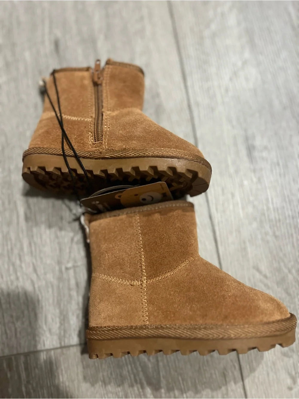 BearPaw Kids Demi Hickory Brown Suede Cozy Ankle Boot